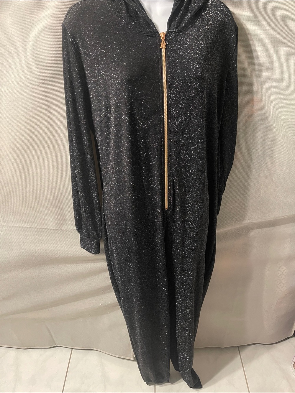 Savage X Fenty Sleep & Shine Hooded Onesie in the "Black Caviar"